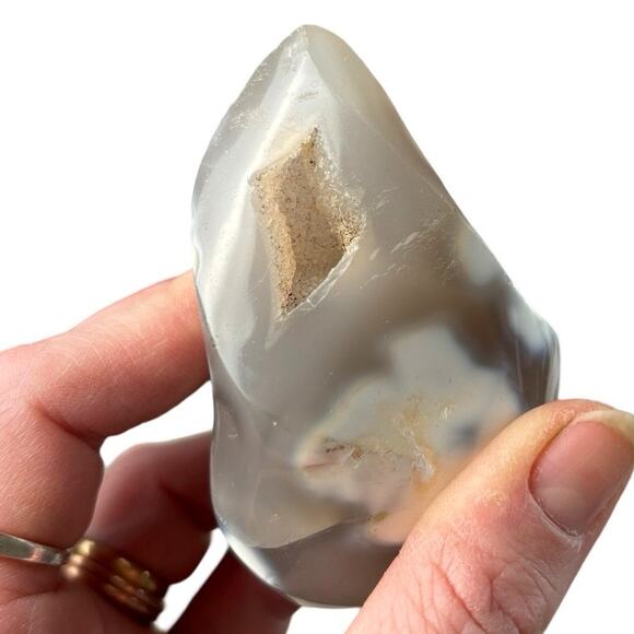 Natural Orca Agate Druzy Crystal Flame Torch Carving Agate Stone Mineral - Picture 3 of 6